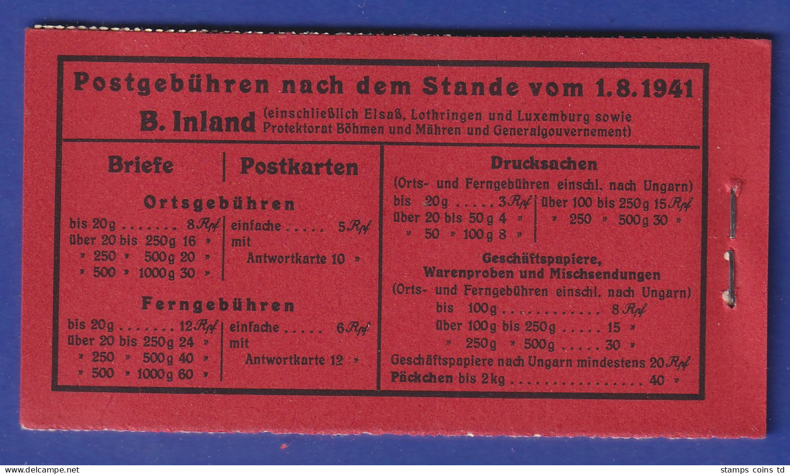 Dt. Reich 1941 Markenheftchen Mi.-Nr. 49.3 Postfrisch ** - Postzegelboekjes