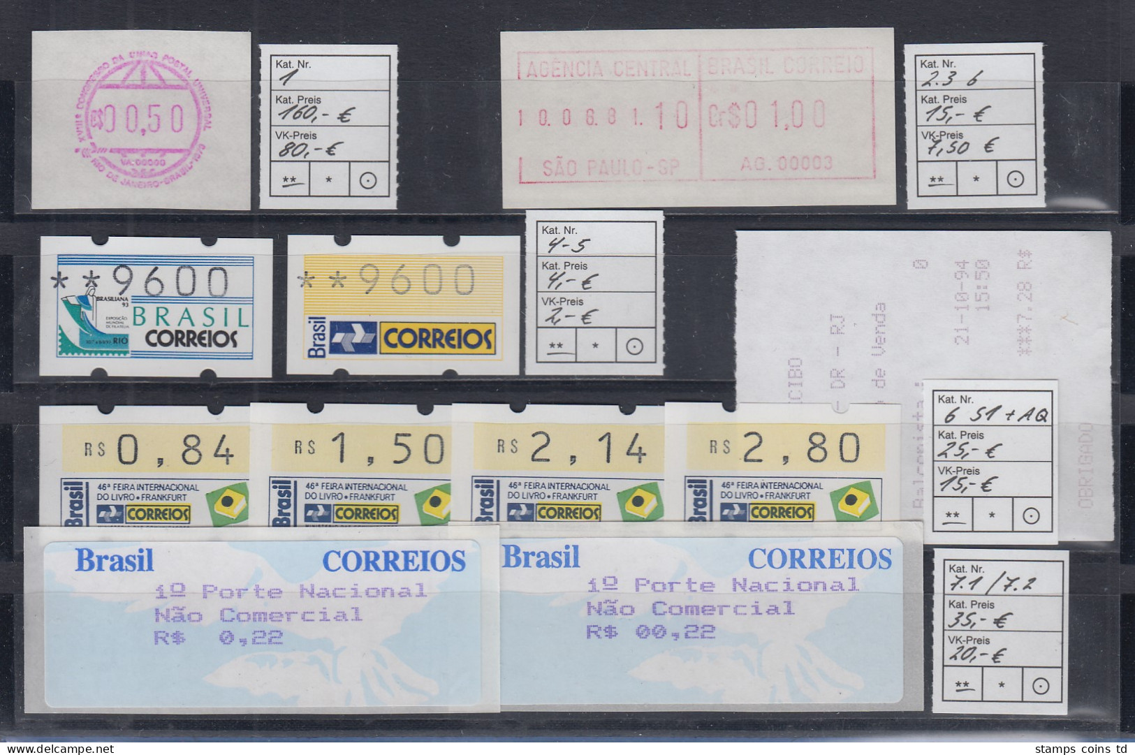 Brasilien 1979-1998 Automatenmarken Kleine Sammlung ** Mit UPU-Sonder-ATM Ect.  - Franking Labels
