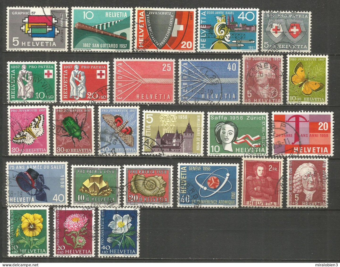 SUIZA GRAN CONJUNTO EN COLECCION DE SELLOS USADOS DE LOS AÑOS 1950-1969 - Collections (sans Albums)