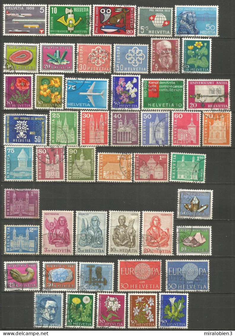 SUIZA GRAN CONJUNTO EN COLECCION DE SELLOS USADOS DE LOS AÑOS 1950-1969 - Collections (sans Albums)