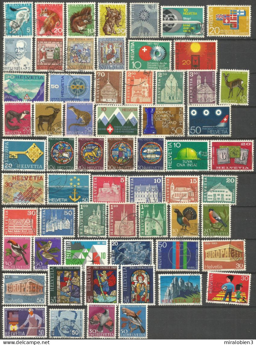 SUIZA GRAN CONJUNTO EN COLECCION DE SELLOS USADOS DE LOS AÑOS 1950-1969