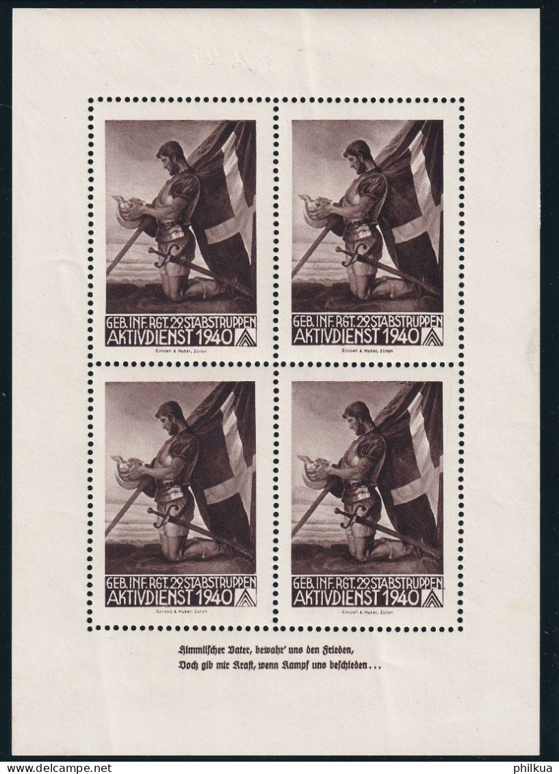 Infantrie 301 Gezähnter Block Mit Inschrift - Geb. Inf. Rgt. 29 Stabstruppen - Postfrisch/**/MNH - Vignetten