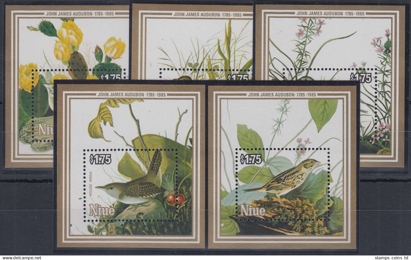 Niue 1985 200. Geburtstag John James Audubon Mi.-Nr. Block 84-88 ** - Niue