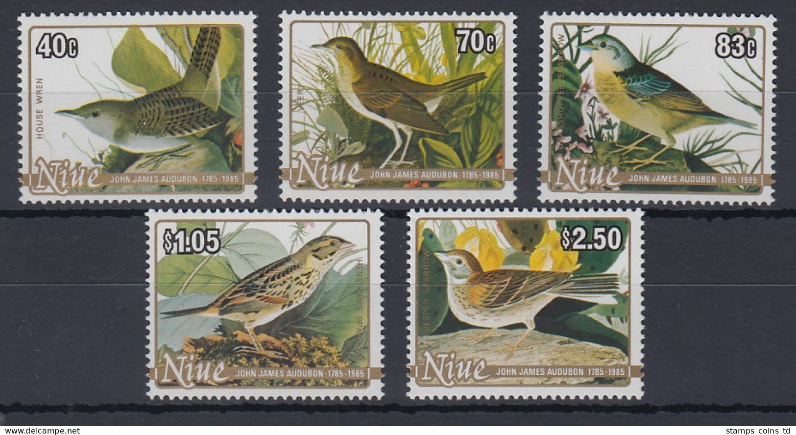 Niue 1985 200. Geburtstag John James Audubon Mi.-Nr. 608-12 ** - Niue