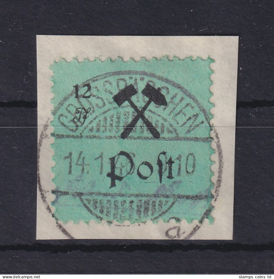 Lokalausgaben Großräschen 1945, 12Pfg Schwarz Auf Grün, Mi.-Nr. 25 Type I  O - Used