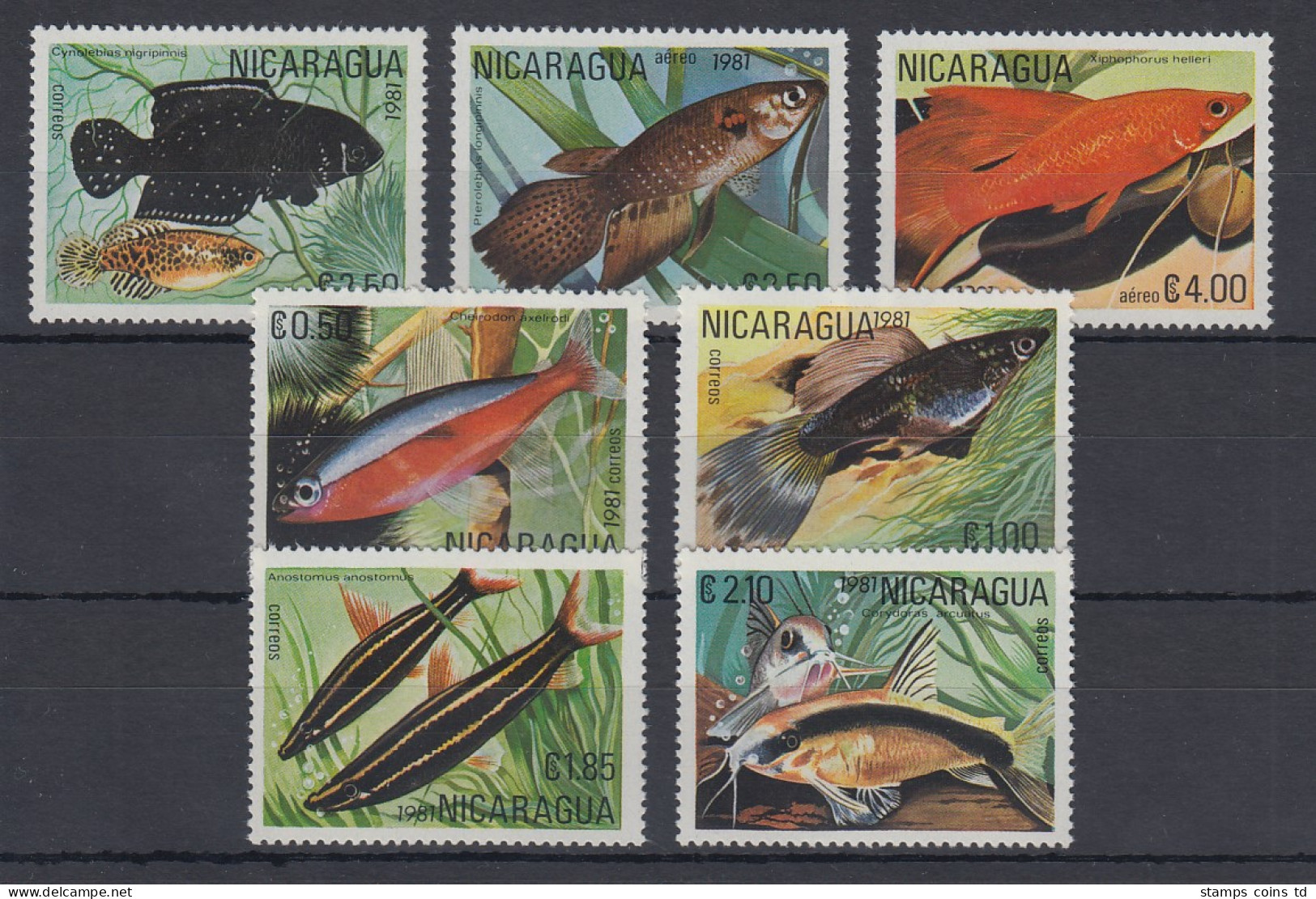 Nicaragua 1990 Fische Mi.-Nr. 2208-2214 Kpl. Satz 7 Werte ** - Nicaragua