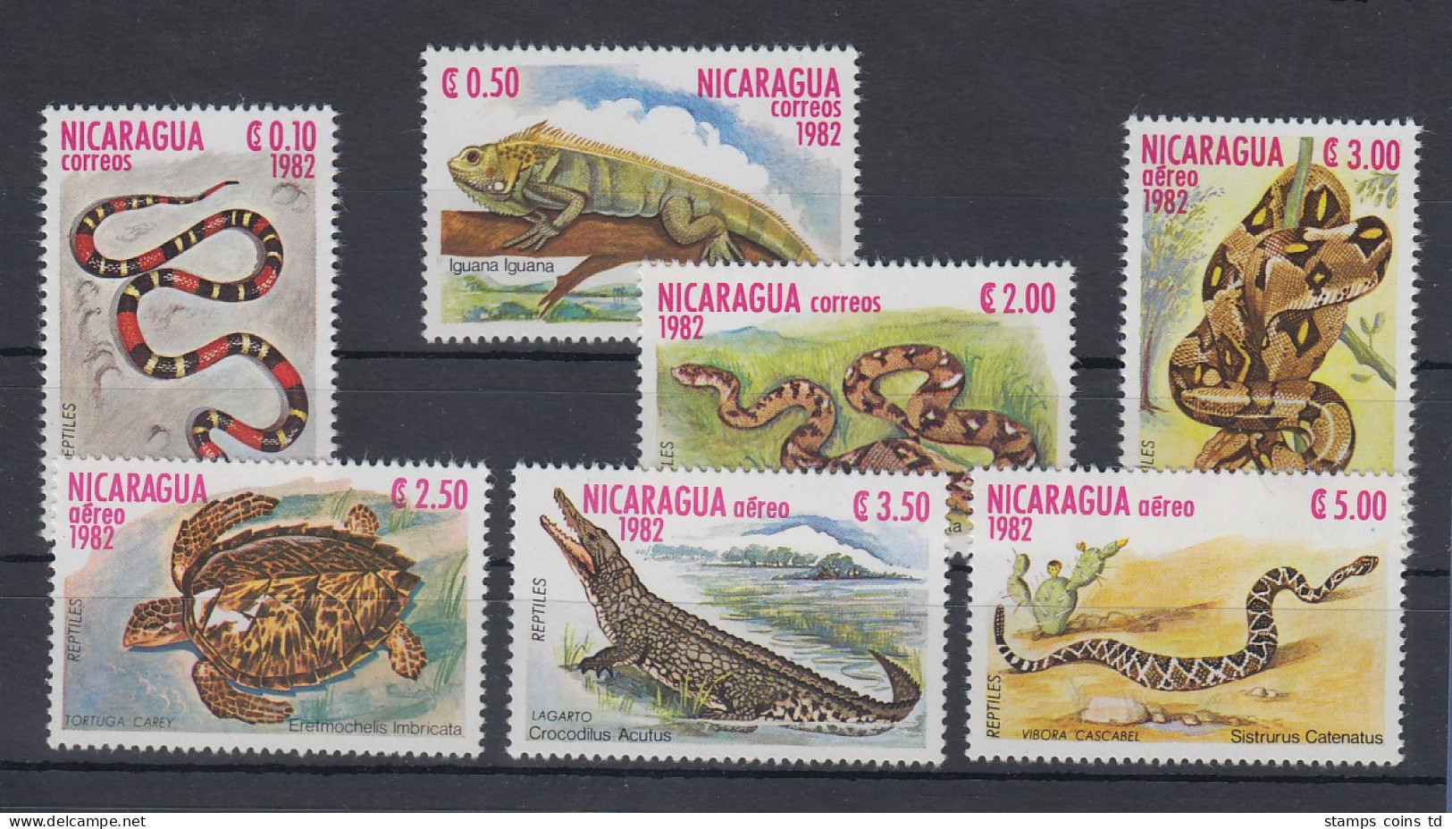 Nicaragua 1982 Reptilien Mi.-Nr. 2335-2341 Kpl. Satz 7 Werte ** - Nicaragua