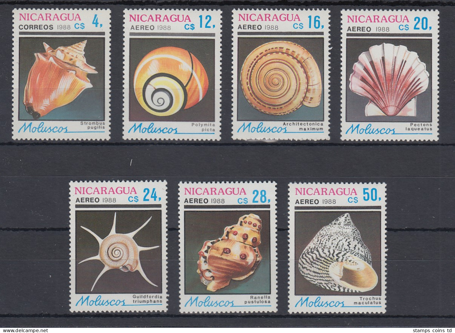 Nicaragua 1988 Muscheln Und Schnecken Mi.-Nr. 2887-2893 Kpl. Satz 7 Werte ** - Nicaragua