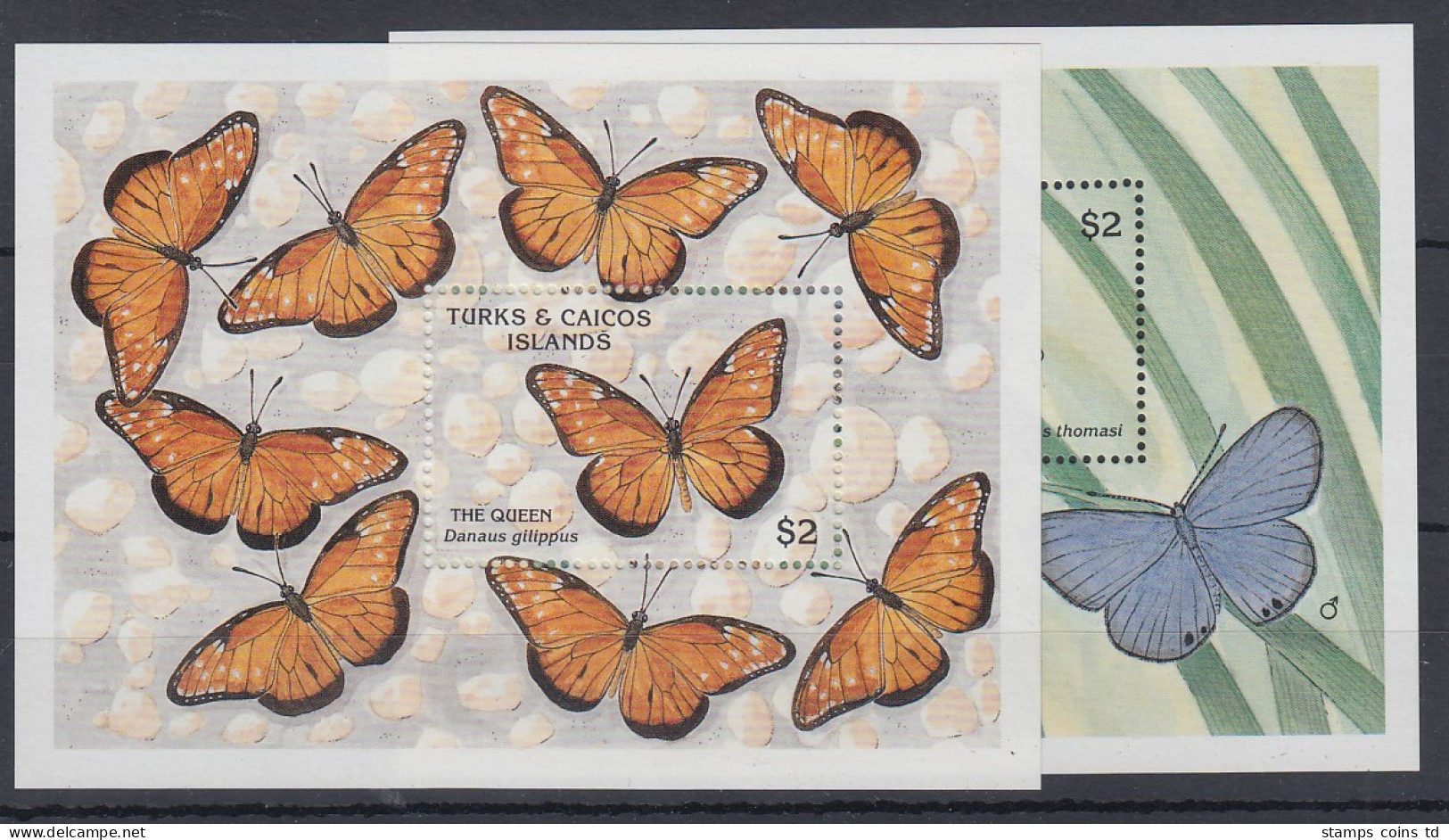 Turks & Caicos Mi.-Nr. Block 85-86 Postfrisch ** / MNH Schmetterlinge - Turks & Caicos