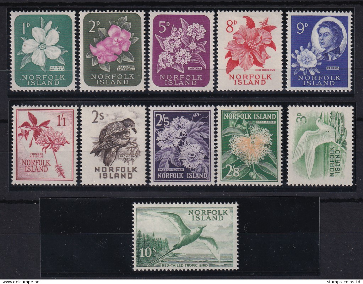 Norfolk Island 1960 Mi.-Nr. 26-36 Satz Kpl. Postfrisch **/ MNH Blumen Und Vögel - Ile Norfolk