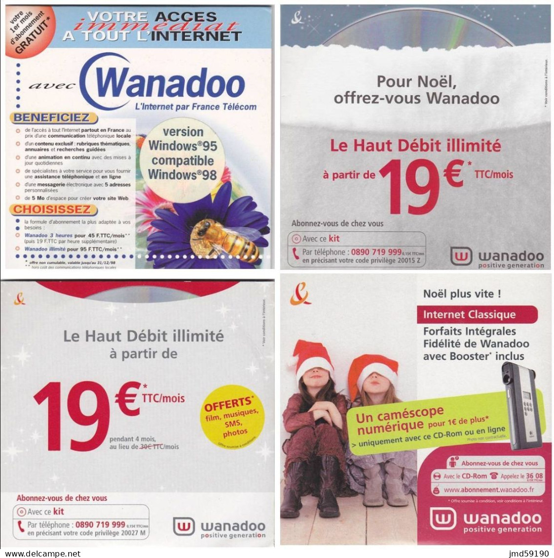 Lot De 4 Kits De Connexion Internet  WANADOO (ORANGE) 1998, 2003-2004 Et 2004-2005 - Internetaansluiting