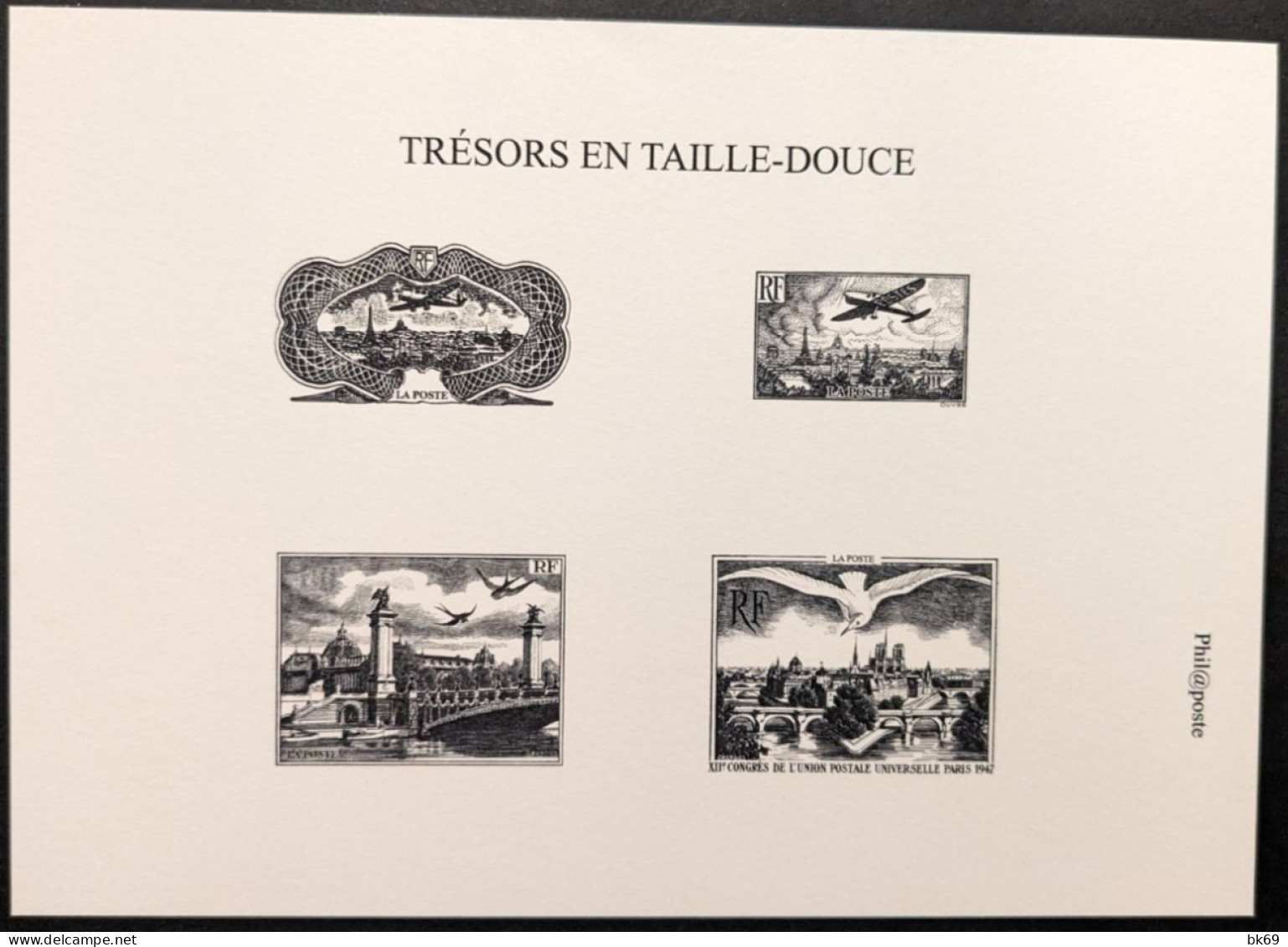 Trésors De La Taille Douce, Poste Aérienne Sur Papier Velin - Other & Unclassified
