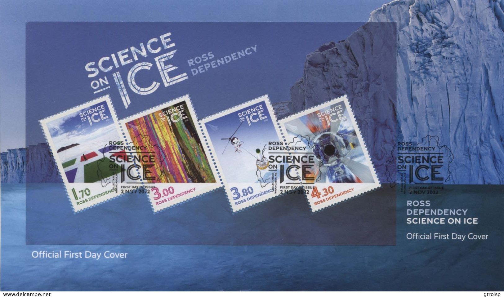Bloc Science On Ice Sur Enveloppe Premier Jour. 2022. Ross Dependency - FDC