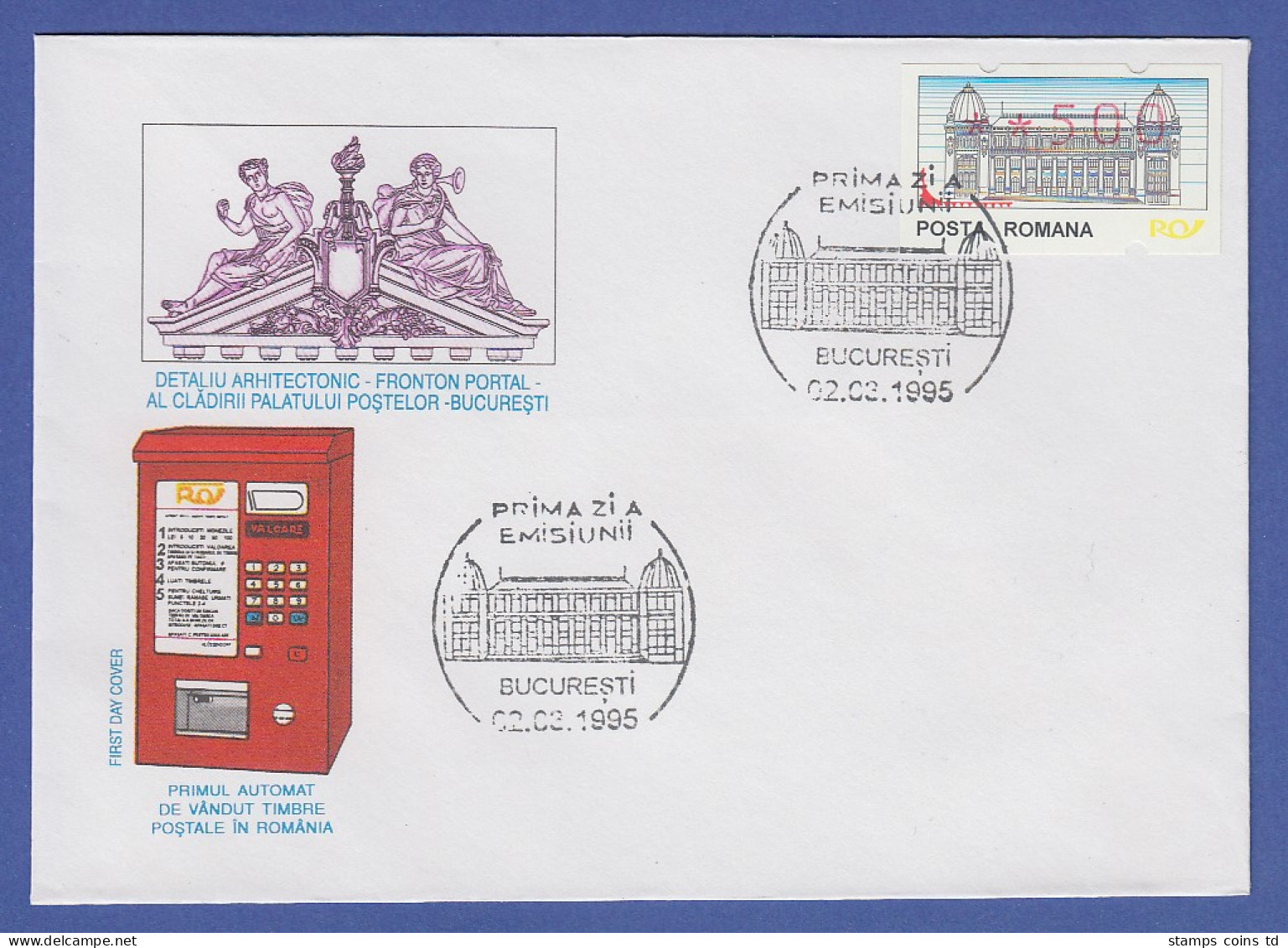 Rumänien ATM **500 Auf Offiziellem FDC Mit Sonder-O Bukarest 02.03.1995 - Timbres De Distributeurs [ATM]