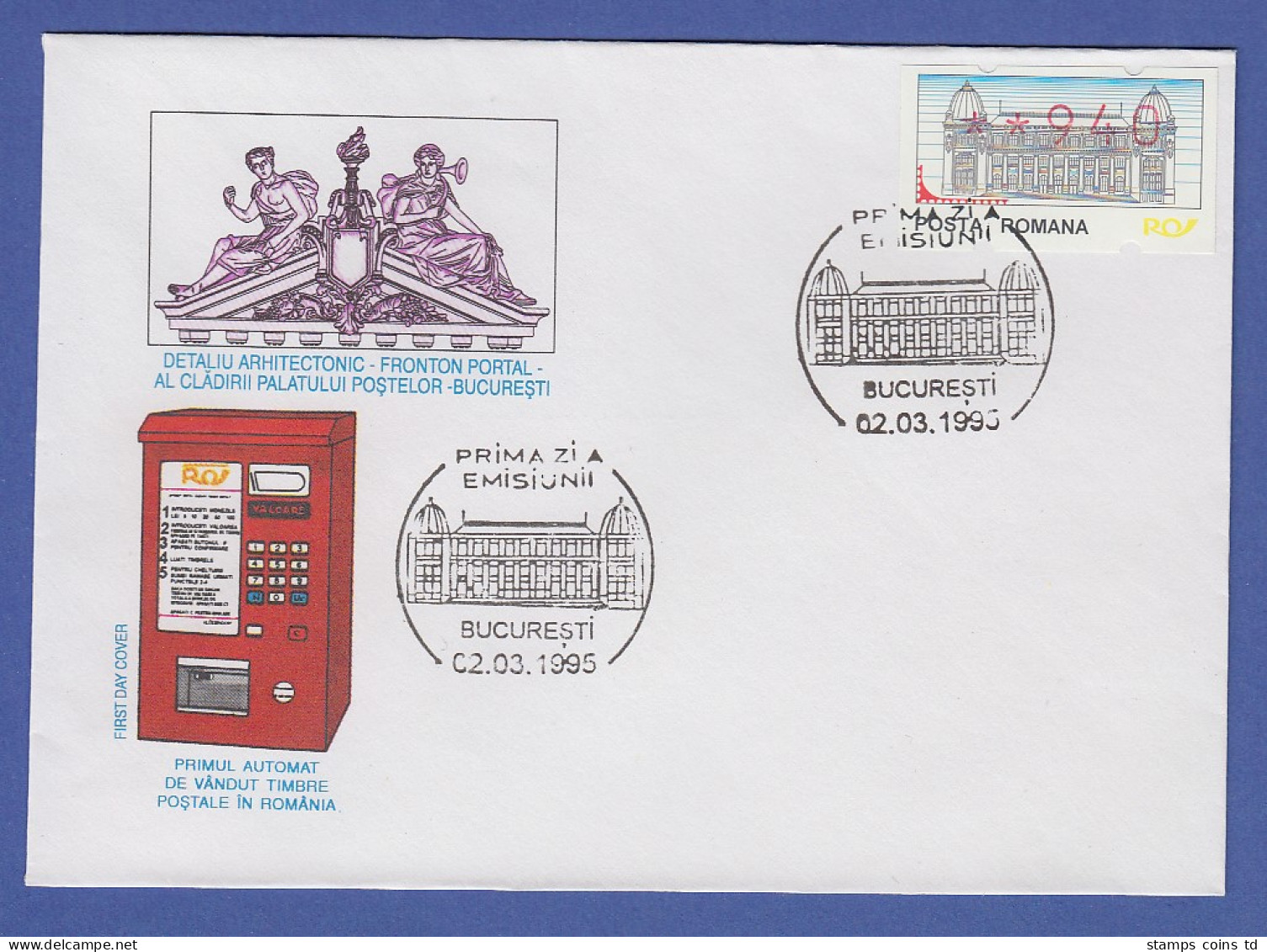 Rumänien ATM **940 Auf Offiziellem FDC Mit Sonder-O Bukarest 02.03.1995 - Timbres De Distributeurs [ATM]