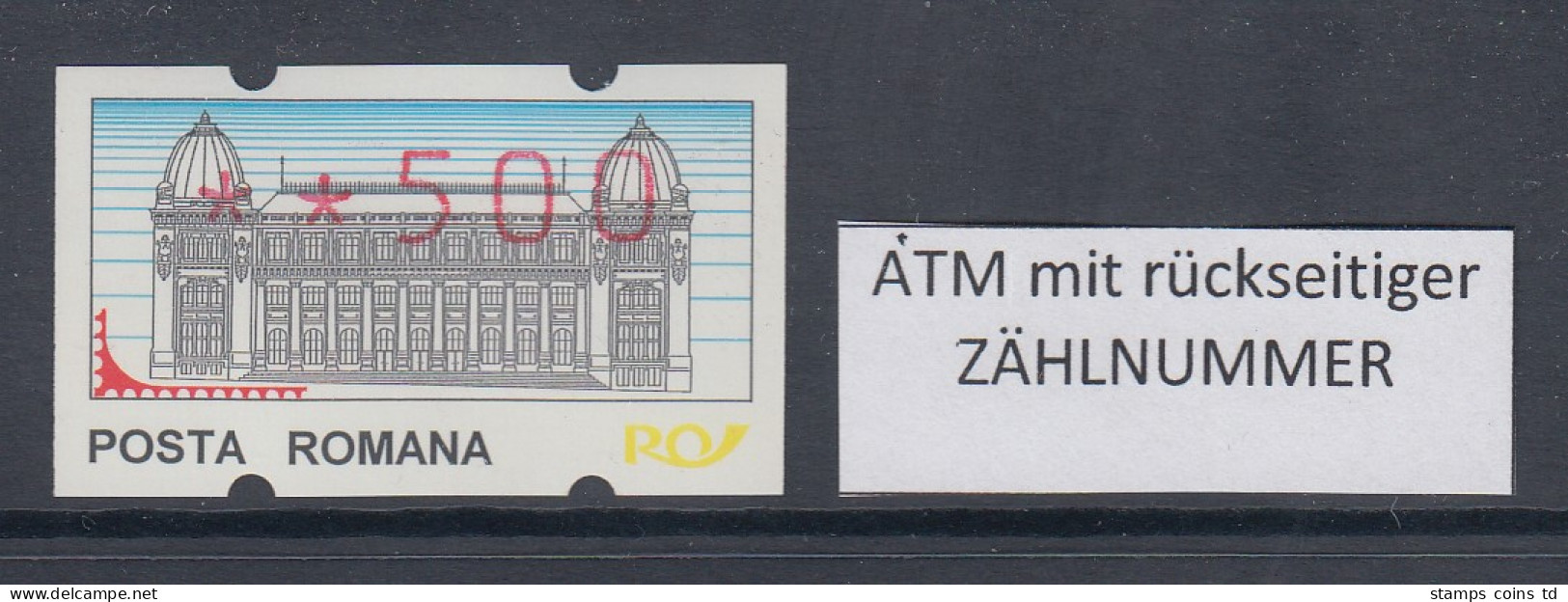 Rumänien  ATM Wert 500 Postfrisch ** Mit Rückseitiger Zählnummer - Machine Labels [ATM]