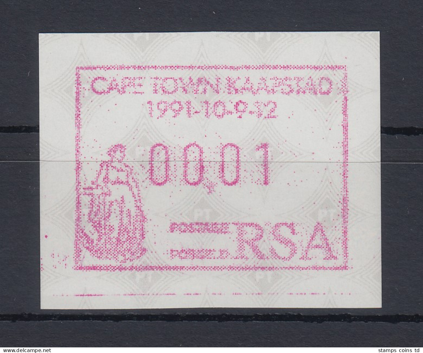 Südafrika RSA Sonder-ATM KAAPSTAD Aus OA Mi.-Nr. 10.2 Wert 00,01 **  - Automatenmarken (Frama)