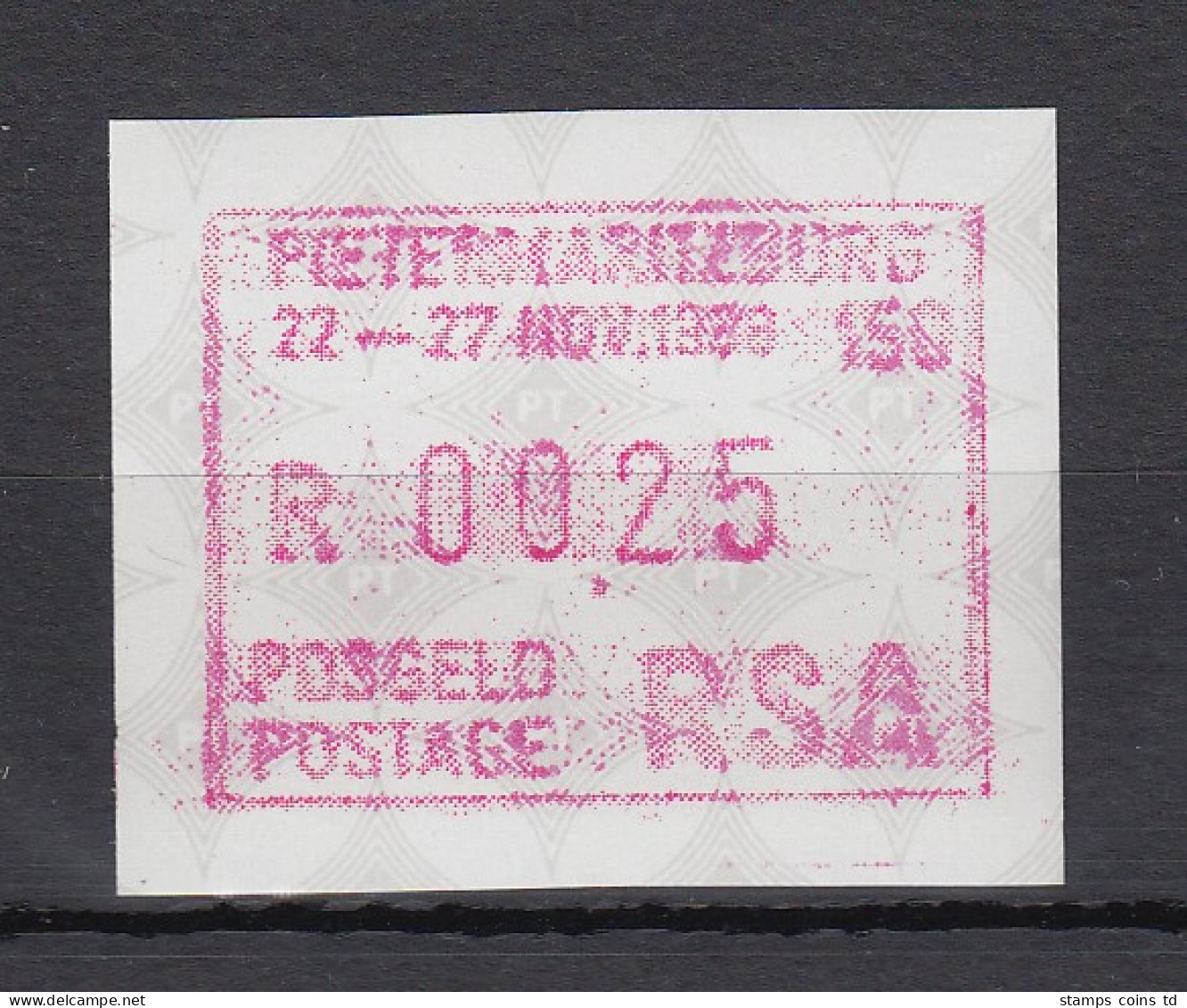 Südafrika FRAMA-Sonder-ATM Pietermaritzburg Aus OA,  Mi.-Nr. 7.2 Wert 00,25 ** - Frama Labels