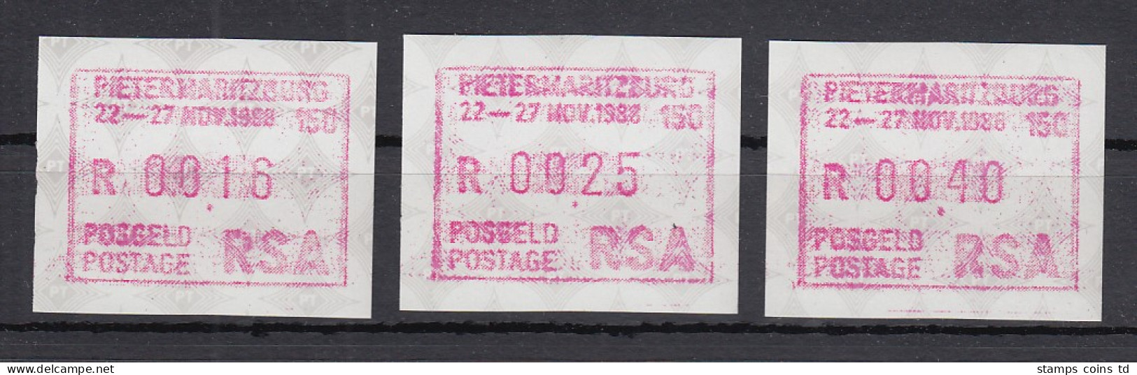 Südafrika 1988 Sonder-ATM Pietermaritzburg Aus Dem OA, Satz 16-25-40  **  - Automatenmarken (Frama)