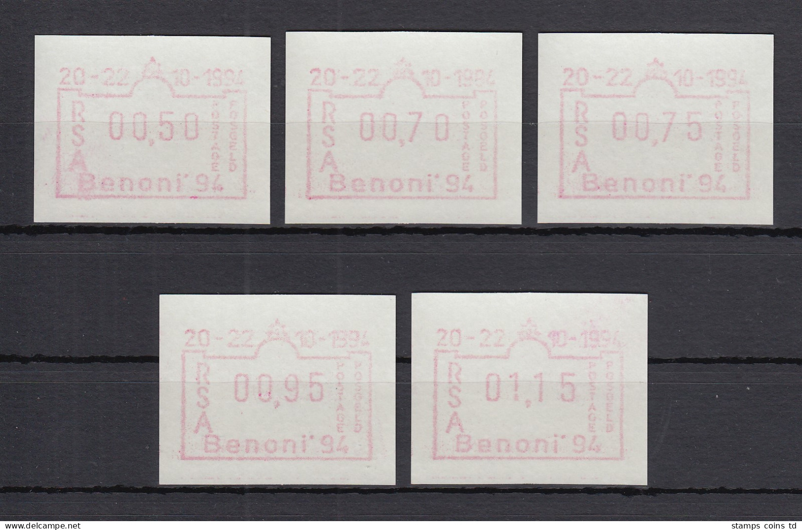 Südafrika FRAMA-Sonder-ATM Benoni'94 GUMMIDRUCKE Satz 50-70-75-95-115 **  - Frama Labels