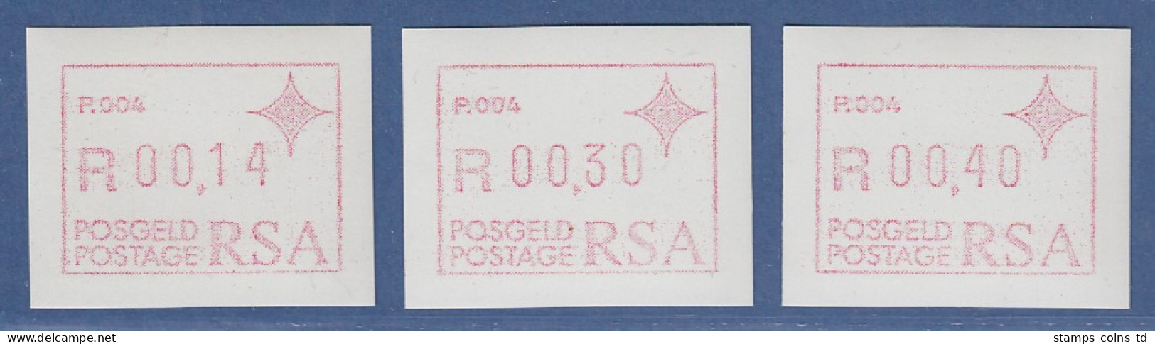 RSA Südafrika FRAMA-ATM  Aut.-Nr. P.004 Satz 14-30-40 ** (VS) - Frama Labels