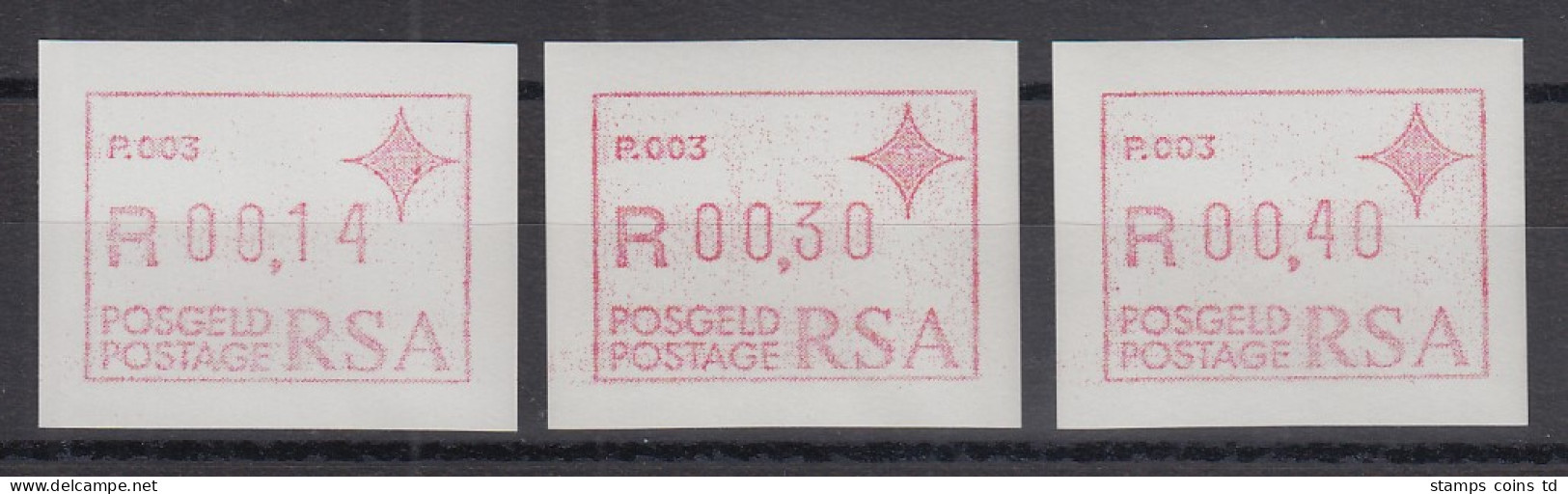 RSA Südafrika FRAMA-ATM  Aut.-Nr. P.003 Satz 14-30-40 ** (VS) - Viñetas De Franqueo (Frama)