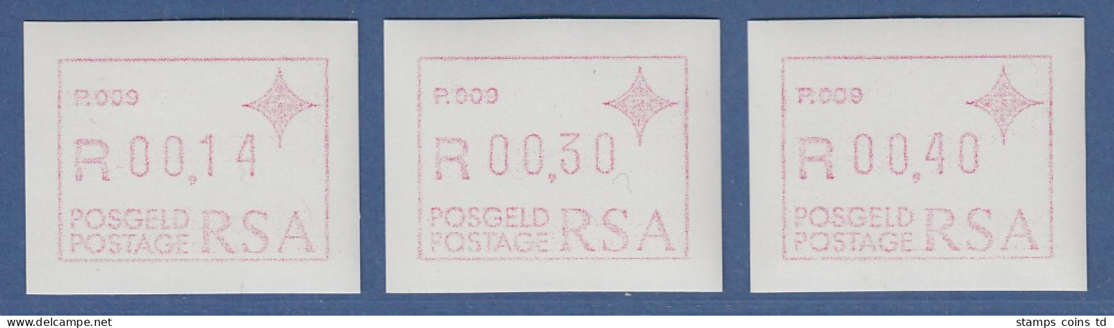 RSA Südafrika FRAMA-ATM  Aut.-Nr. P.009 Satz 14-30-40 ** (VS) - Automatenmarken (Frama)