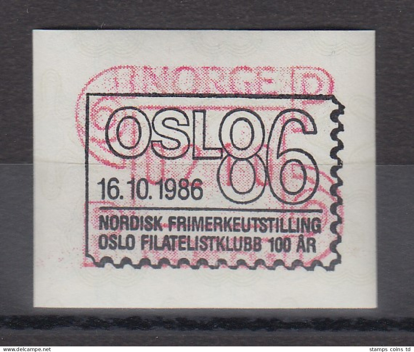 Norwegen 1986 FRAMA-ATM Posthörner Breite Ziffern Braunrot ** - Timbres De Distributeurs [ATM]