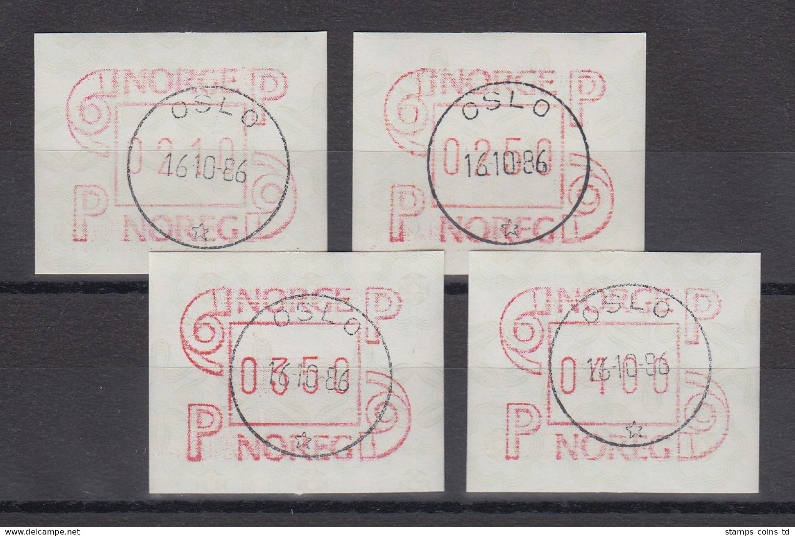 Norwegen 1986 FRAMA-ATM Mi.-Nr. 3.1b Satz 210-250-350-400 Mit ET-Voll-O OSLO - Vignette [ATM]