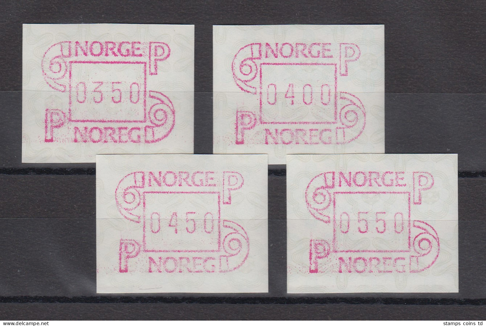 Norwegen 1986 FRAMA-ATM Mi.-Nr. 3.2d Satz 350-400-450-550 ** - Machine Labels [ATM]
