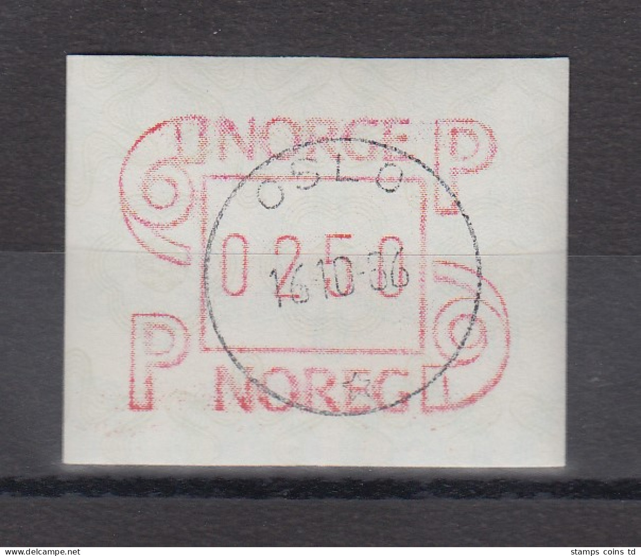 Norwegen 1986 FRAMA-ATM Mi.-Nr. 3.1b Portowert 250 Mit ET-O OSLO 16.10.86 - Automaatzegels [ATM]