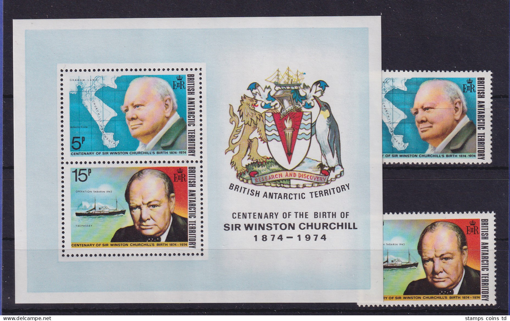 Britische Antarktis 1974 Winston Churchill Mi.-Nr. 62-63 Und Block 1 ** - Altri & Non Classificati