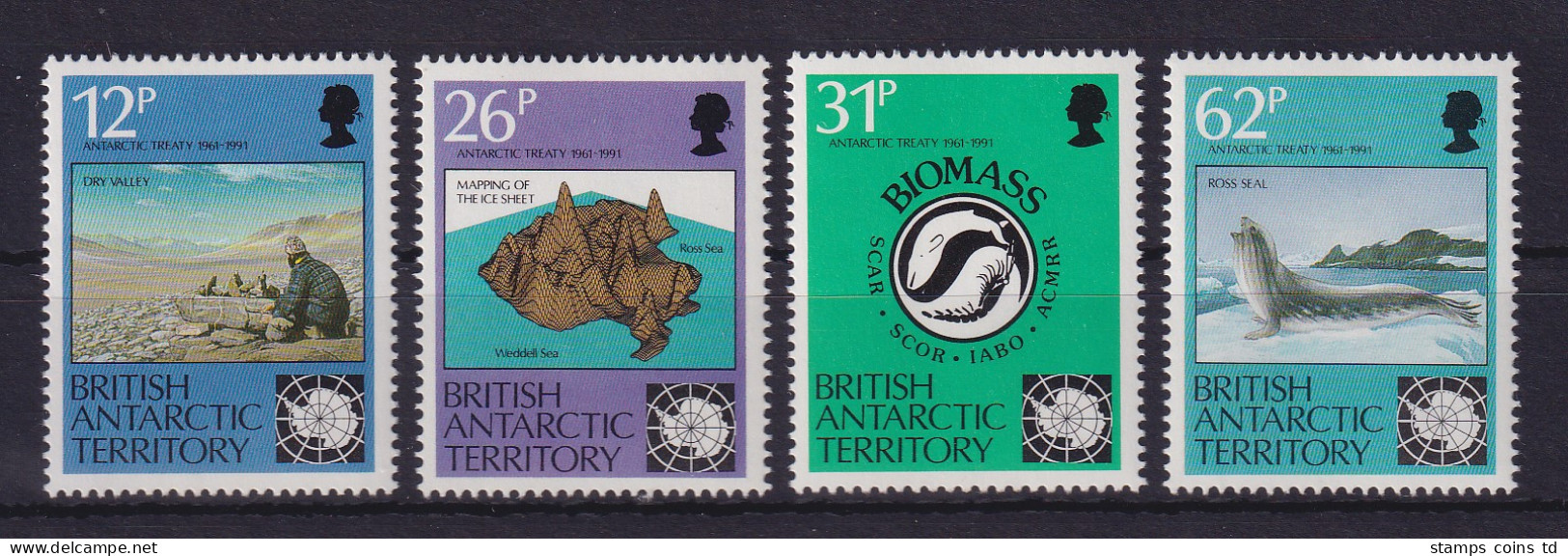 Britische Antarktis 1991 Antarktisvertrag Mi.-Nr. 181-184 Postfrisch ** - Autres & Non Classés