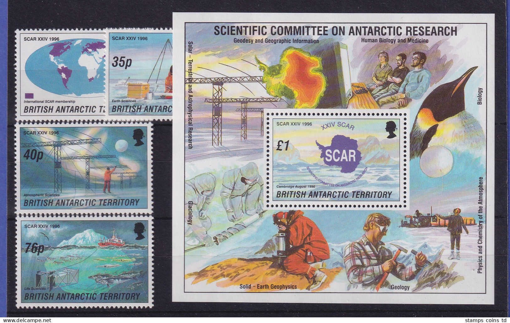 Britische Antarktis 1996 Antarktisforschung Mi.-Nr. 245-248 Und Block 3 ** - Andere & Zonder Classificatie