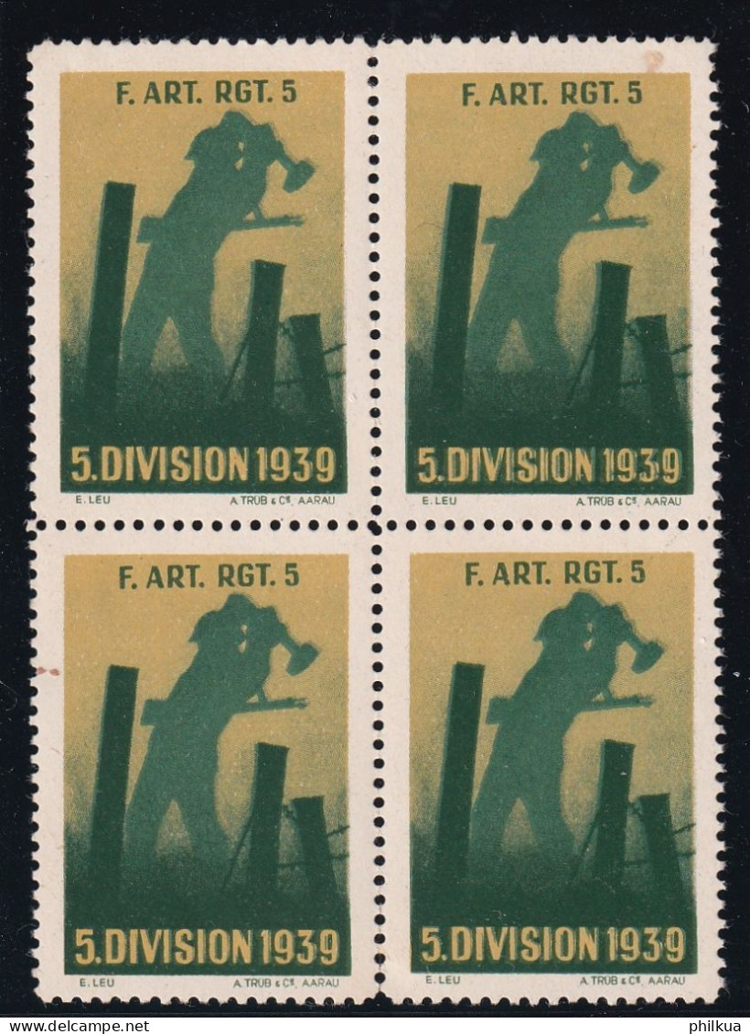 Artillerie 4 Gezähnter Vierer Block  - F.Art.Rgt.5  - Postfrisch/**/MNH - Labels