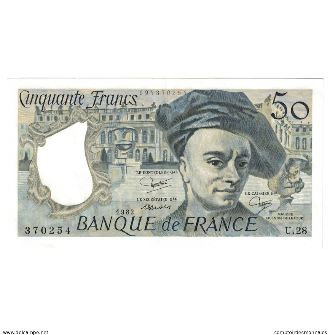 France, 50 Francs, Quentin De La Tour, 1982, U.28, SPL, Fayette:67.8, KM:152b - 50 F 1976-1992 ''Quentin De La Tour''