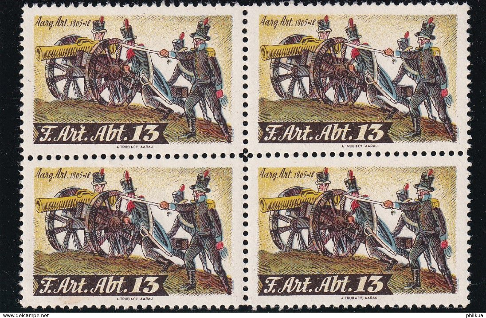 Artillerie 92 Gezähnter Vierer Block  - F.Art.Abt. 13 - Postfrisch/**/MNH - Vignetten