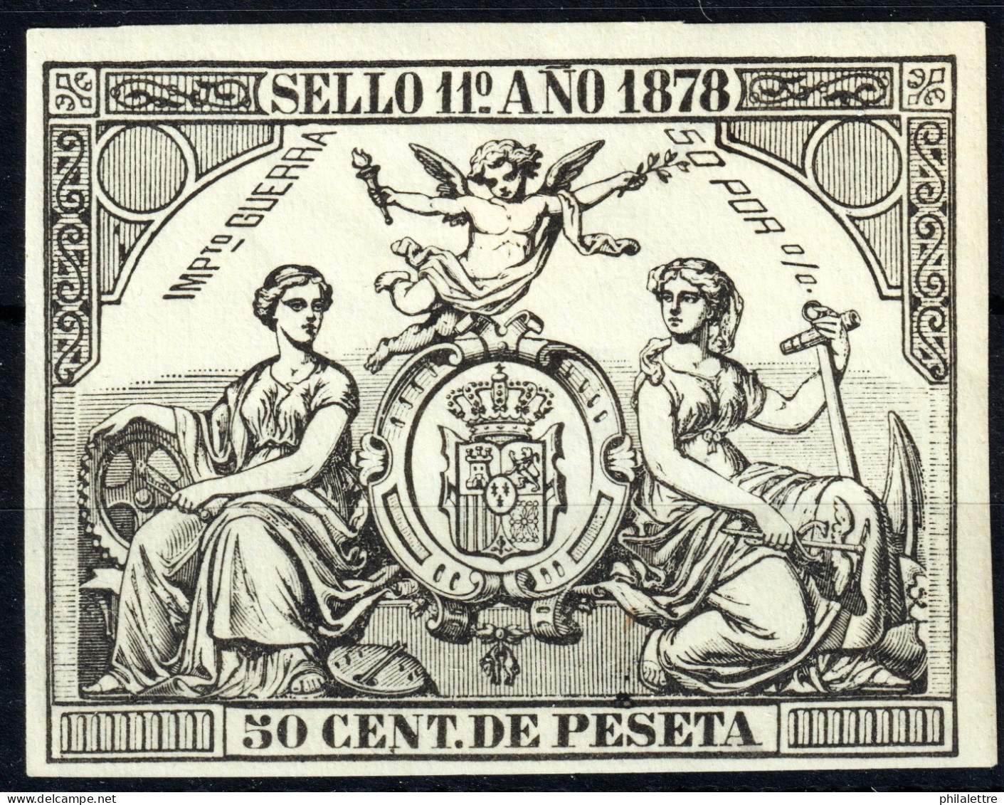 ESPAGNE / ESPANA / SPAIN - 1878 Sellos Fiscales (PÓLIZAS) 50c Negro - Ed.195 - Nuevo - Revenue Stamps