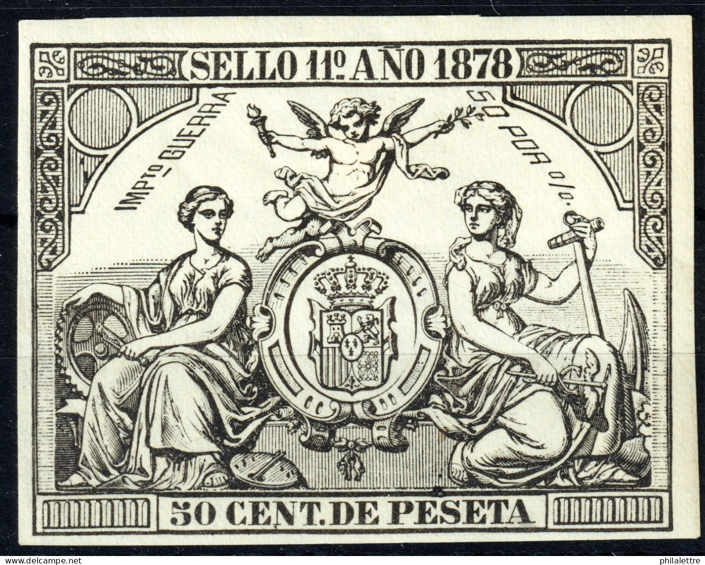 ESPAGNE / ESPANA / SPAIN - 1878 Sellos Fiscales (PÓLIZAS) 50c Negro - Ed.195 - Nuevo - Fiscales