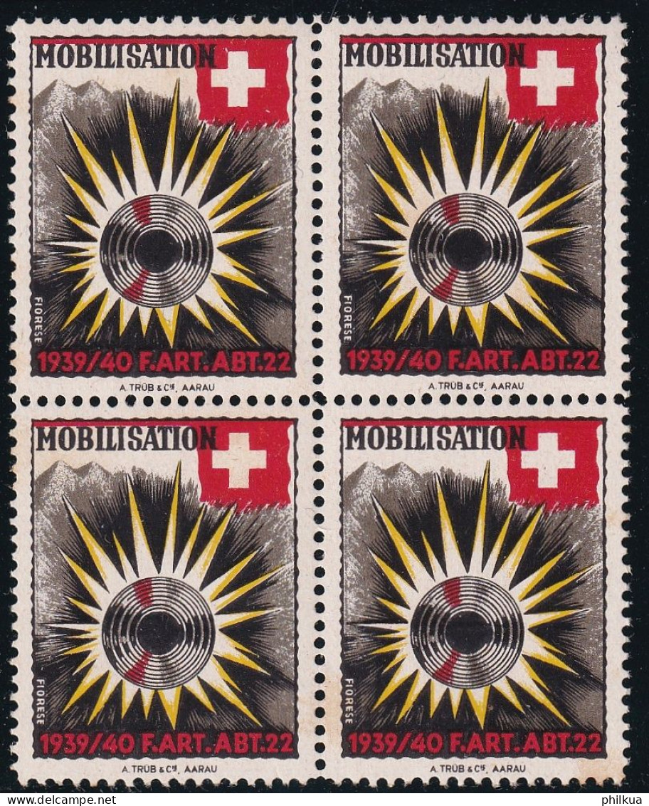 Artillerie 159 Gezähnter Vierer Block  - F.Art.Abt. 22 - Postfrisch/**/MNH - Vignettes