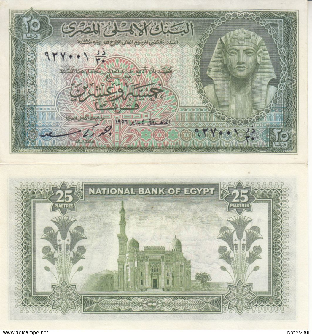 EGYPT 25 PT. PIASTRES 1956 P-28 Sig/ SAAD #9 AU/EF SERIES 30 - Egypt