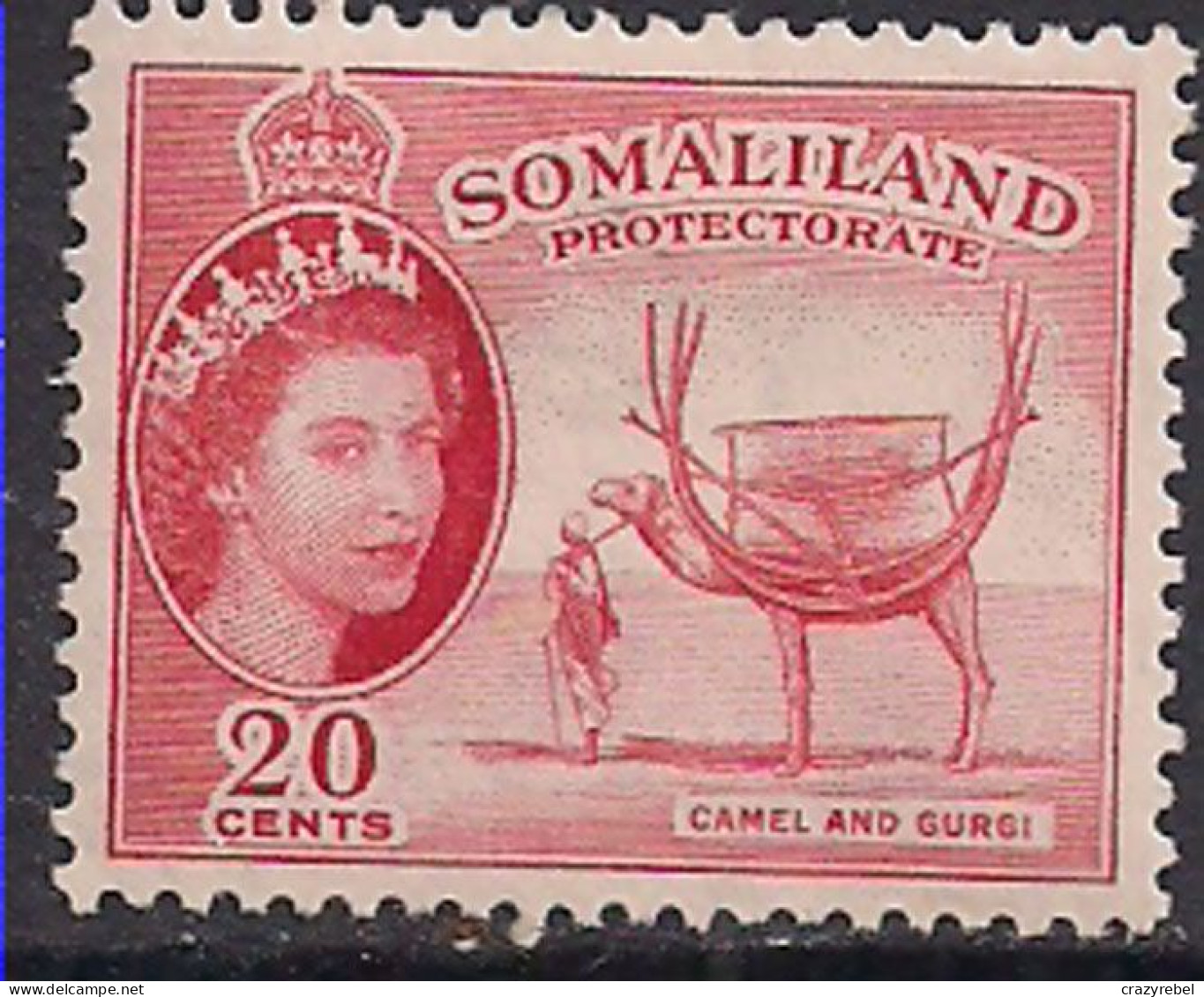 Somaliland 1953 QE2 20c Camel & Gurgi  MH SG 140  ( L606 ) - Somaliland (Protectorat ...-1959)