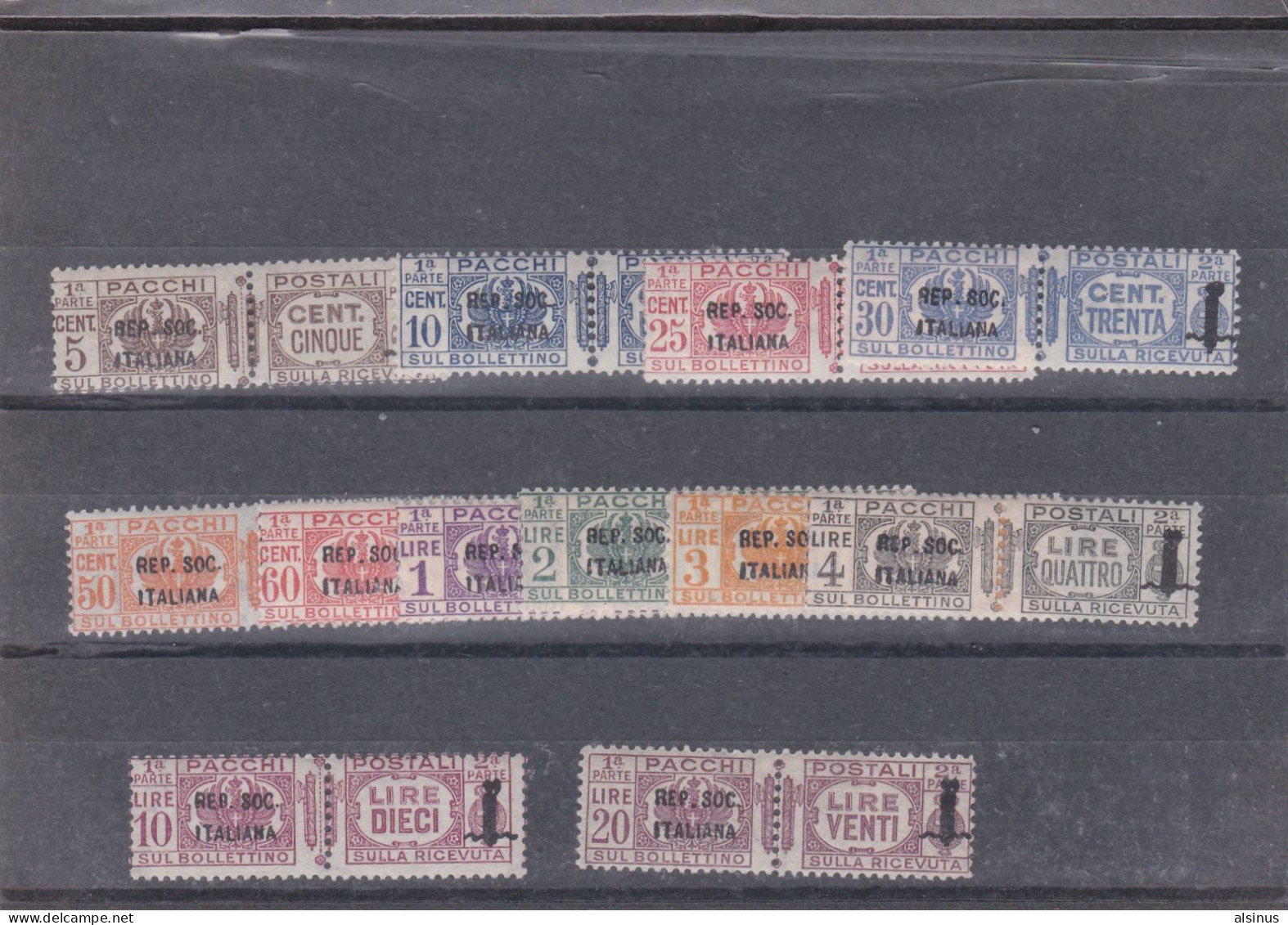 REPUBLIQUE SOCIALE ITALIENNE - 1944 - TIMBRES POUR COLIS POSTAUX - TIMBRES ITALIE SURCHARGES -N° 1 A 12 - NEUFS - Postage Due