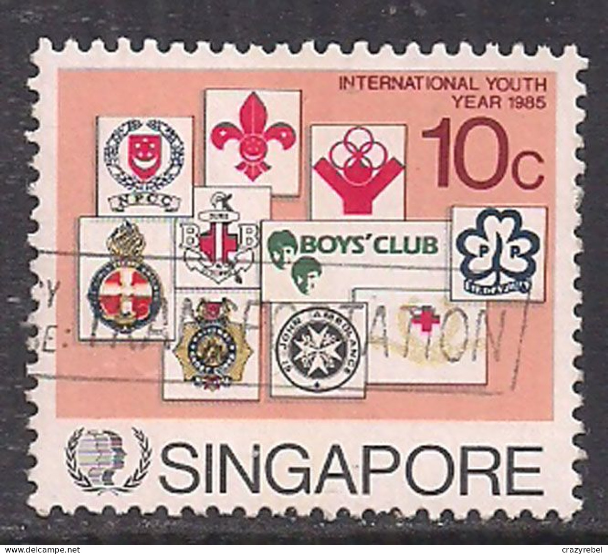 Singapore 1985 QE2 10c International Youth Year SG 516 Used ( B659 ) - Singapour (...-1959)