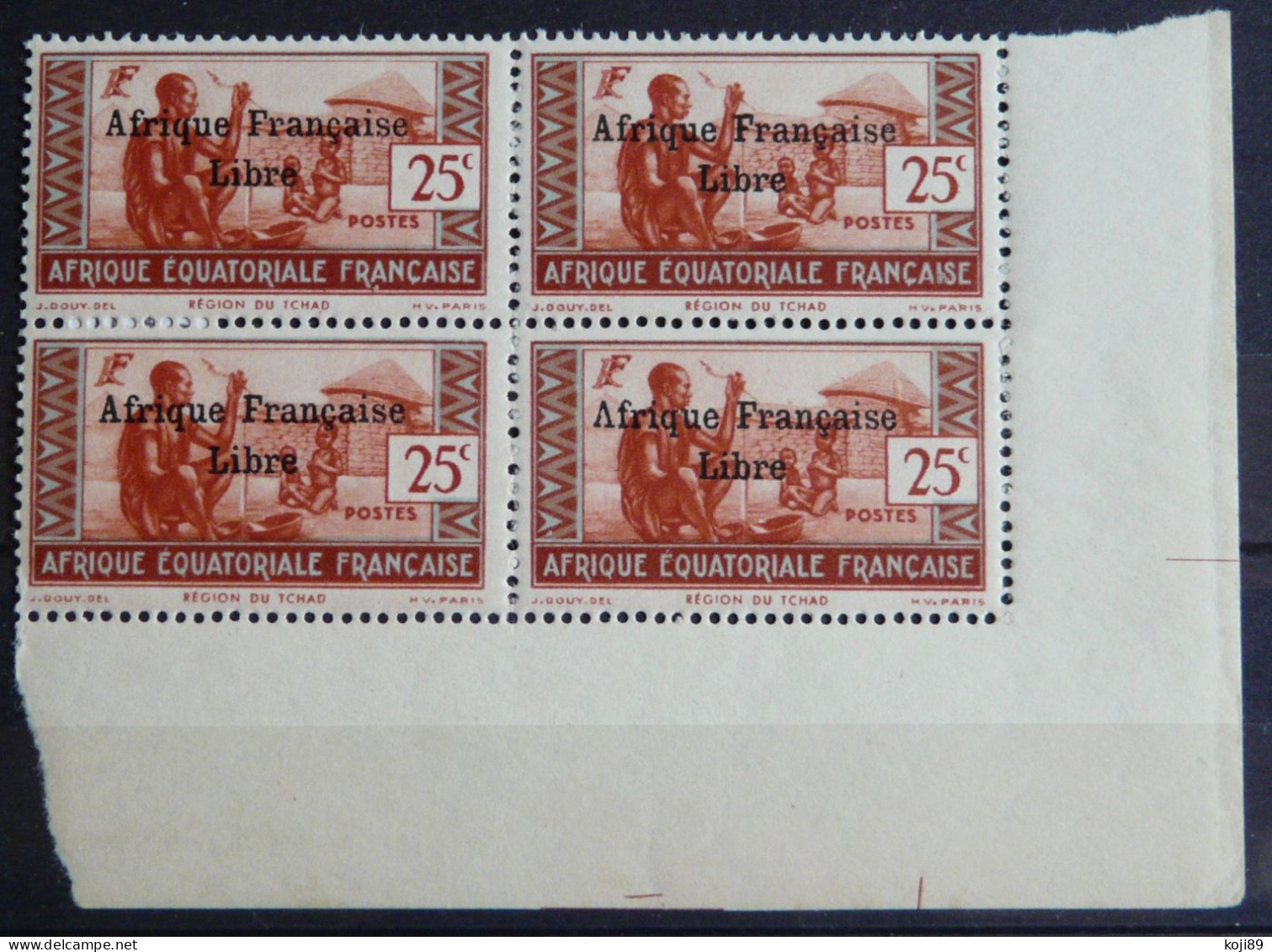 AEF - N° 163b - Neuf ** (MNH) Sans Charnière - Bloc De 4 , Coin De Feuille  - TTB - Sonstige & Ohne Zuordnung