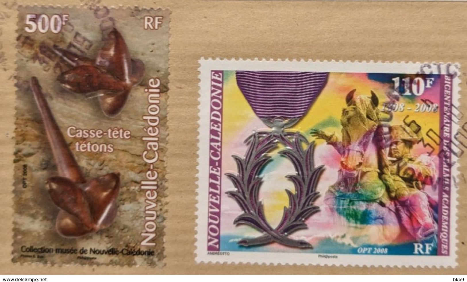 Nouvelle Calédonie Recommandé Nouméa -France Faciale 760F CFA Dont Le Casse Téte Tétons - Oblitérés