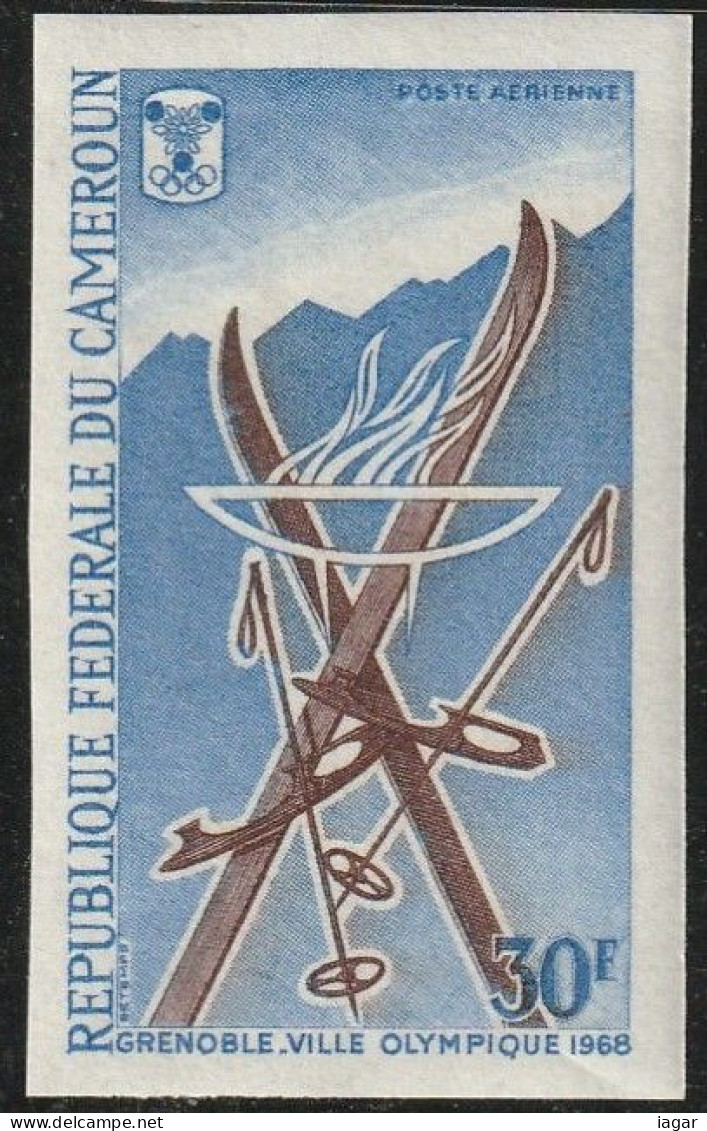 THEMATIC WINTER OLYMPIC GAMES IN GRENOBLE. SYMBOLS.  IMPERFORATED STAMP  -  CAMEROUN - Winter 1968: Grenoble