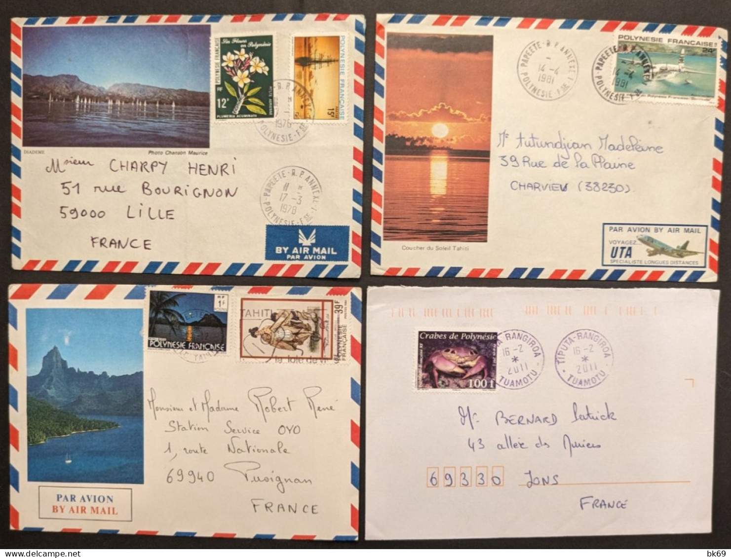 Polynésie Française 4 Enveloppes - Storia Postale