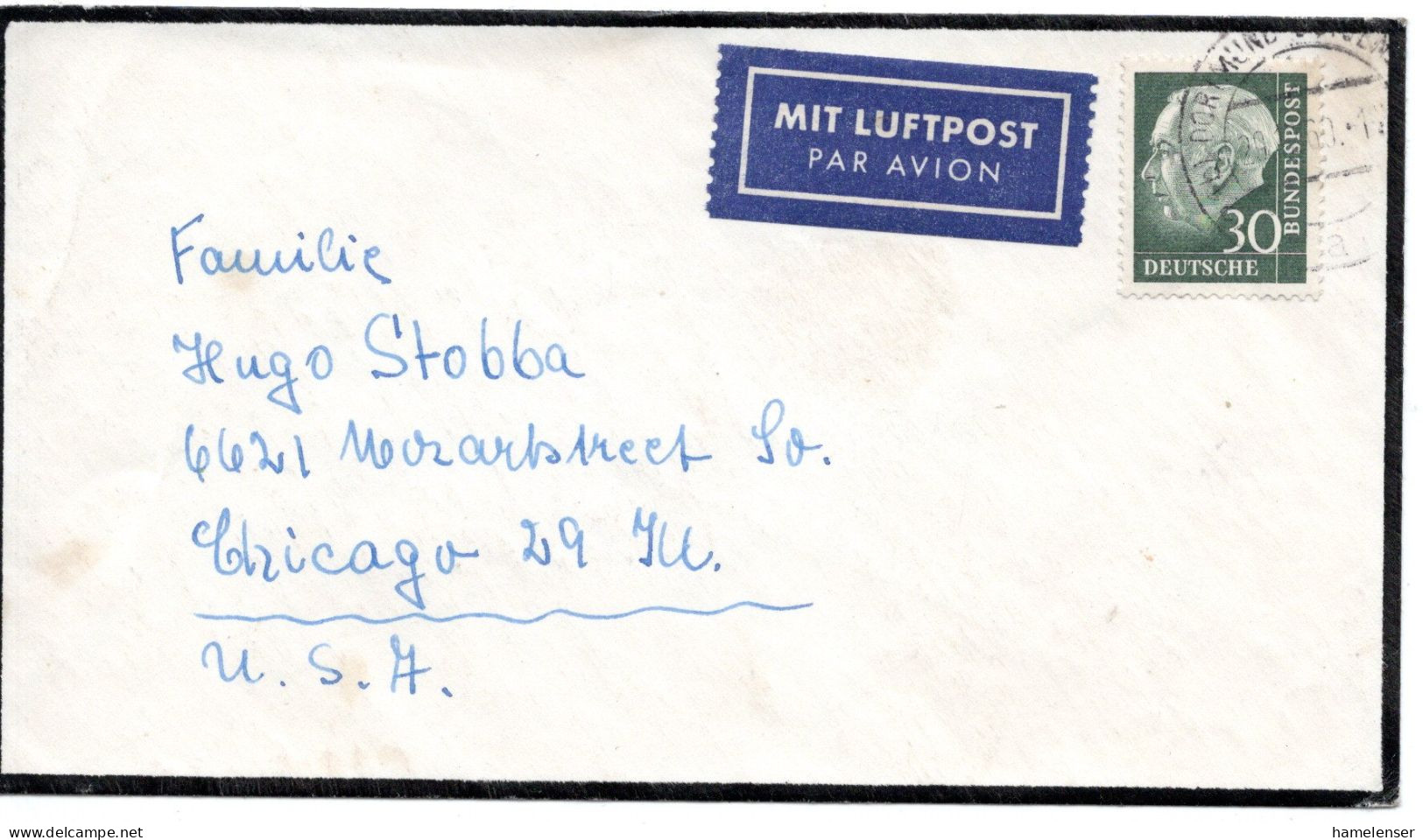 74467 - Bund - 1960 - 30Pfg Heuss II EF A LpDrucksBf DORTMUND -> Chicago, IL (USA) - Covers & Documents