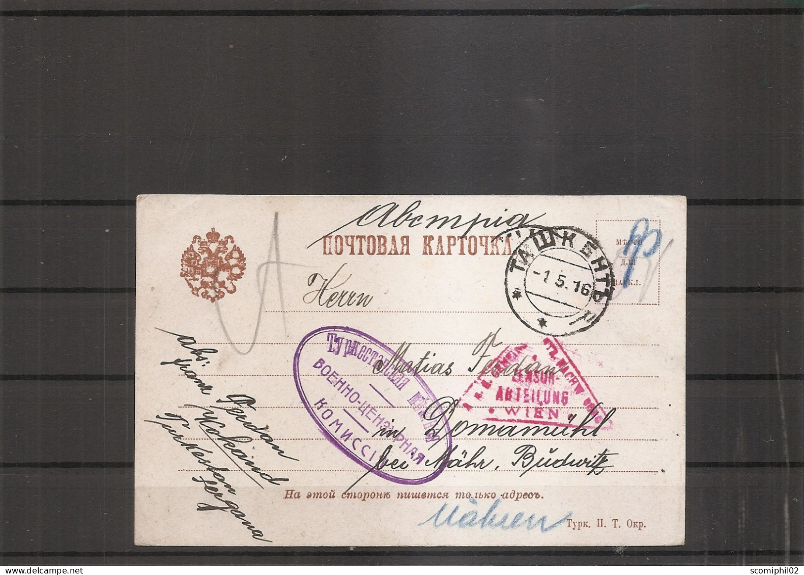 Russie ( CP En Censure De 1916 De Tachkent  Vers L'Autriche à Voir) - Covers & Documents